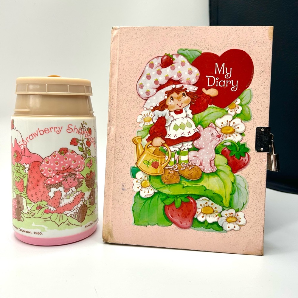 Vintage 2002 STRAWBERRY SHORTCAKE Diary & 1980 Thermo Bottle By Aladdin Bundle